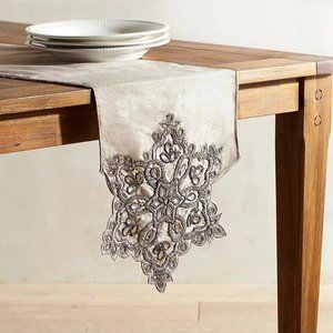 Pier One Beaded Snowflake Table Runner 72”